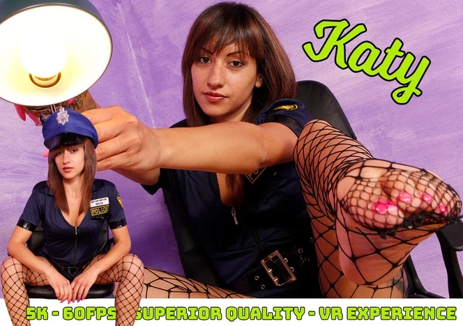 Sexy Cop Katy Shows Off Her Fishnet-clad Feet VR Adult Videos