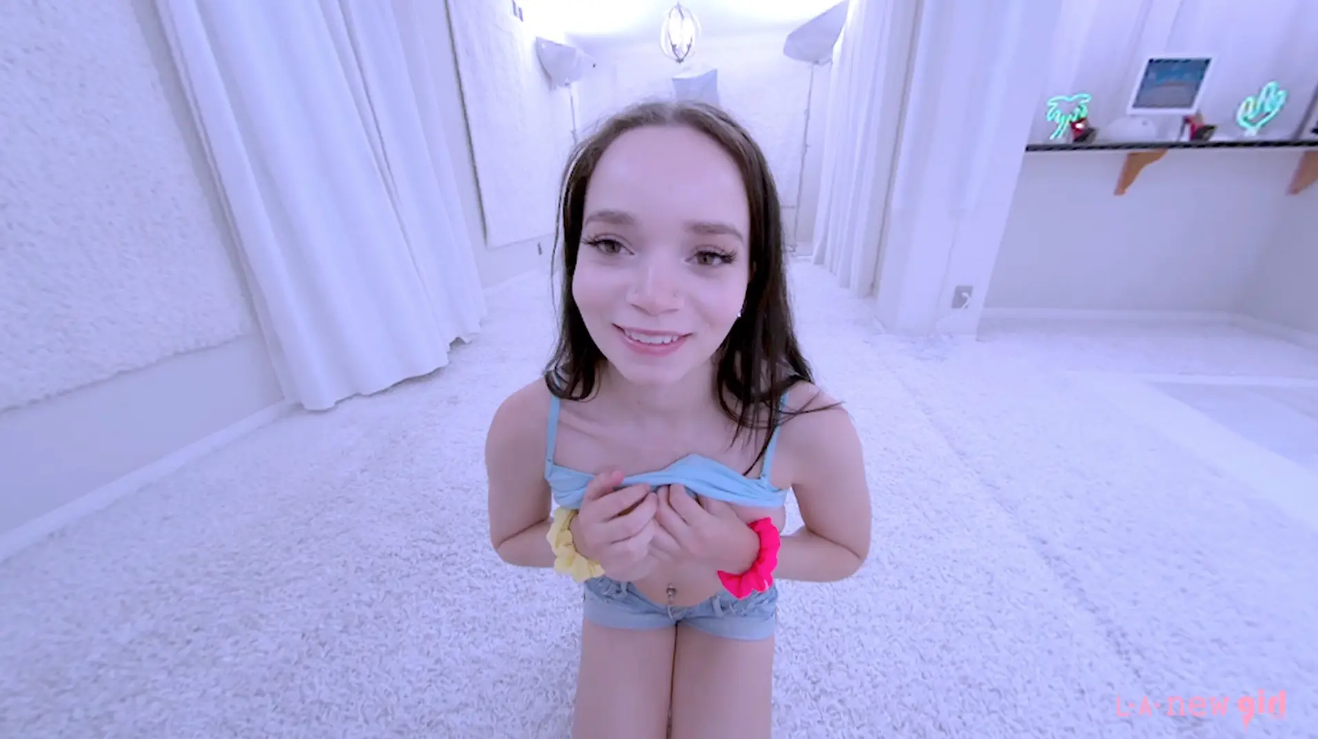 18 Year Old Teen Strips For You in The White Studio VR Adult Videos