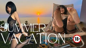 Cute Asian in Black Lace Lingerie Sways Hips on Oceanfront Balcony VR Adult Videos